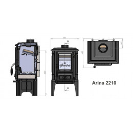 Печь-камин чугунная GUCA ARINA 2210 высокая