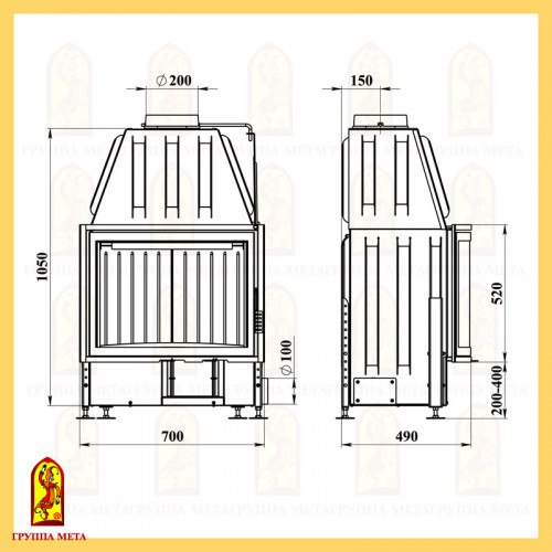 Каминная топка Мета Metafire Рона 710Ш панорама