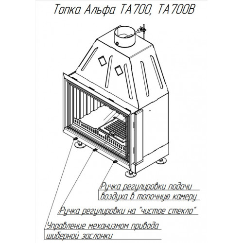 Каминная топка ЭкоКамин Альфа 700-150В принтинг TAN700-1B